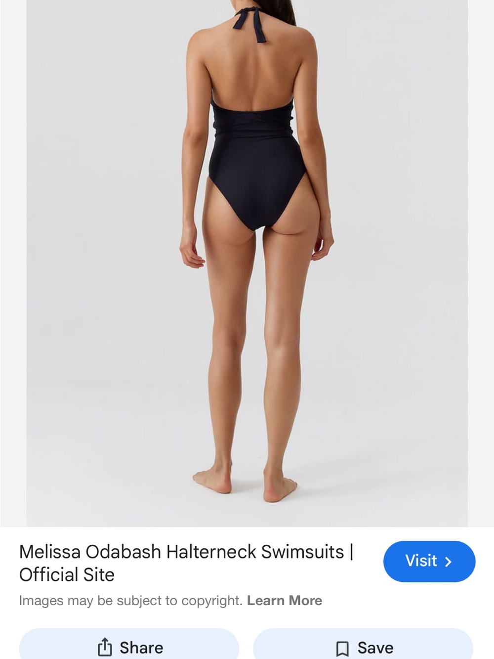 Melissa Odabash Black Halter One-Piece Swimsuit with Tie Neck